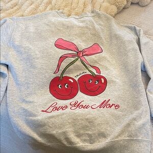 TALULAH Gray Sweatshirt with Cherry and Pink Bow